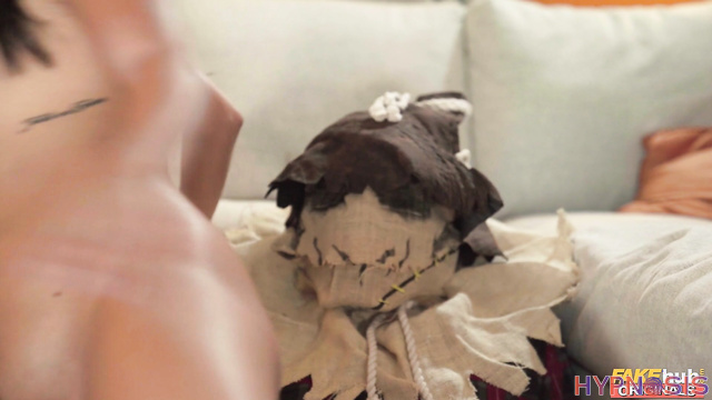 Fakehub Originals - When Halloween scares you with wet panties and you fuck a scarecrow