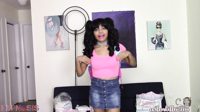 Kitten Play - Ebony babe Monica Jade and her magical diaper