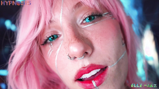 Elle Marz - Robot girl strokes dildo and gives a footjob