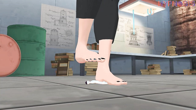 Mito43 - The giantess tramples the dwarf with her feet