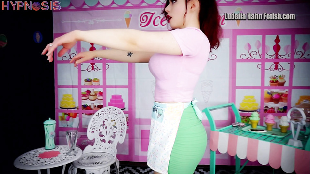 Ludella Hahn - Sweet redhead girl undresses under hypnosis