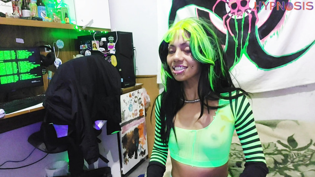 Poison Wish - Sexy Latina Fembot Shows Off Her Broken Mouth