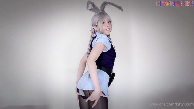 Kittyxkum - Cute Asian in cosplay fucks herself with a dildo