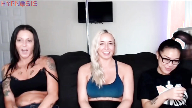 Blonde MILF and Asian girl undress under hypnosis